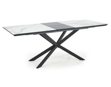 Masa extensibila DIESEL din MDF cu efect de marmura alba, metal negru 160-200x90xH76cm