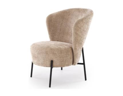 Fotoliu CEZAR material textil beige, picioare negre, design minimalist 70x79xH85cm 