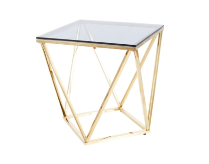 Masuta SILVER B GOLD din sticla fumurie, metal auriu 50x50xH53cm