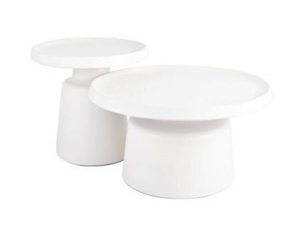 Set 2 masute RODOS GREY din metal gri deschis mat 50xH40cm / 70xH50cm