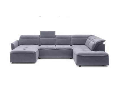 Coltar cu reglaj electric MURILLO XL cu lada pentru depozitare, tetiere reglabile, personalizabil 350x218x175cm