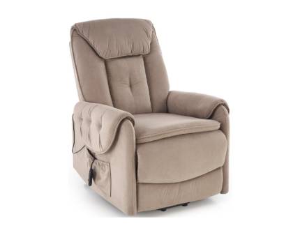 Fotoliu HORTON cu recliner electric, catifea dark beige 80x97-158xH90-105cm