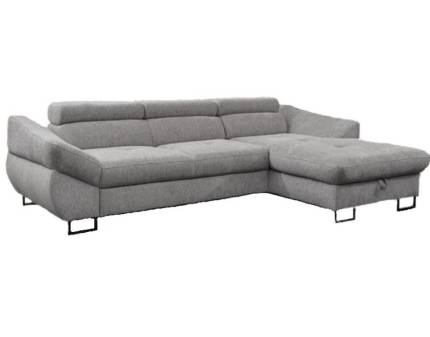 Coltar extensibil FABIO MINI cu lada pentru depozitare, tetiere reglabile, personalizabil 287x175cm