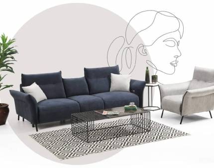 Canapea cu 4 locuri si dublu recliner TV MOZART 