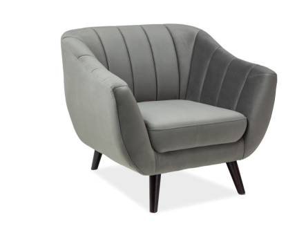 Fotoliu ELITE 1 VELVET catifea gri, design minimalist 91x85xH83cm