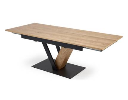 Masa extensibila FANIS din MDF si furnir natural stejar, metal negru/ natural 160-220x90xH78cm