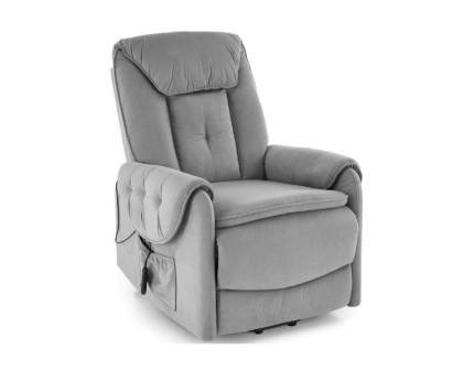 Fotoliu HORTON cu recliner electric, catifea grey 80x97-158xH90-105cm