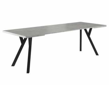 Masa extensibila MERLIN GREY din PAL laminat gri beton, metal negru 90-240x90xH76cm