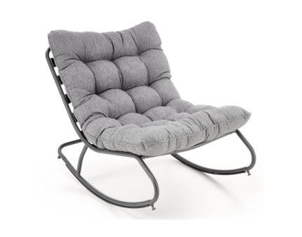 Fotoliu GATTO material textil gri, cu functie de balansare, cadru metalic negru, 80x115xH70cm