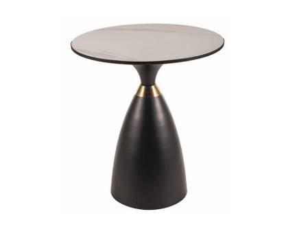 Masuta GEMINI din ceramica cu efect de marmura alba, metal negru + auriu 50xH56cm