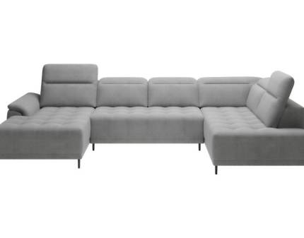  Coltar cu reglaj electric CALVARO XL catifea gri, cu tetiere reglabile 203x352x177cm