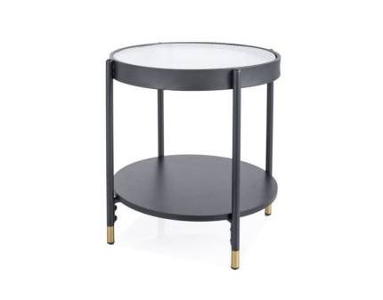 Masuta LAGUNA A din sticla securizata, metal negru + auriu 45xH48cm