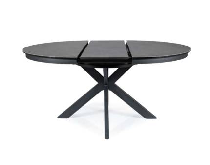 Masa extensibila PORTO CERAMIC BLACK din ceramica spaniola cu efect CORSO GREY gri inchis, metal negru 120xH76cm