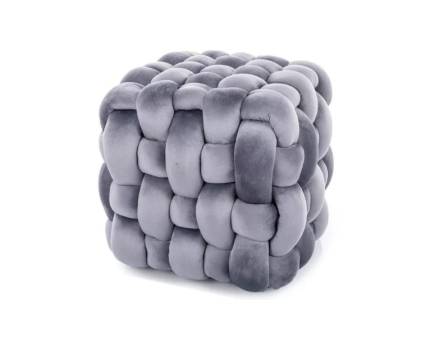 Taburet FARIS VELVET cu design cozy, catifea gri 45x45xH41cm 