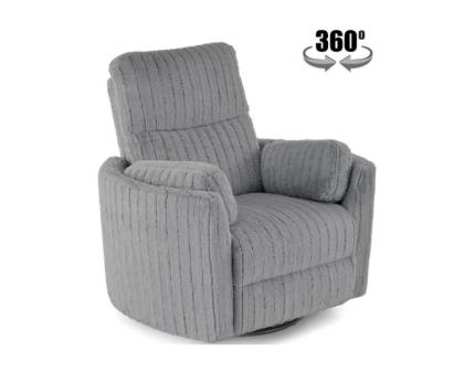 Fotoliu PEGAS rotativ cu recliner electric, incarcare USB integrata, functie de balansoar, material plusat grey, confortabil 110x110-170xH81-108cm 