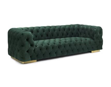Canapea CHESTER VELVET 3 fixa, catifea verde 242x97cm