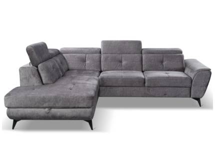 Coltar extensibil SERGIO cu lada pentru depozitare, tetiere reglabile, personalizabil 274x231cm