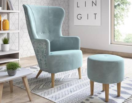 Fotoliu HAWK cu spatar inalt, picioare nuanta lemnului 78x95xH115cm