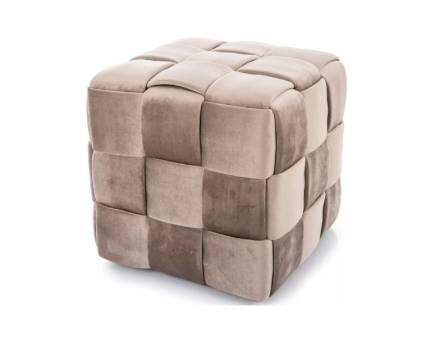 Taburet CASEL VELVET cu design impletit, catifea bej 42x42xH42cm