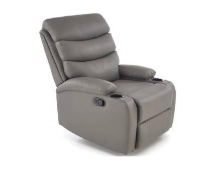 Fotoliu PERUS cu recliner, suport pentru pahare, ecopiele grey 80x100-168xH80-101cm