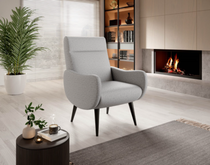 Fotoliu SCOTT cu picioare inalte negre, personalizabil 73x78xH98cm