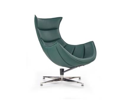 Fotoliu GREEN LUXOR rotativ, ecopiele verde, cu design contemporan, picioare crom, confortabil 86x94xH96cm