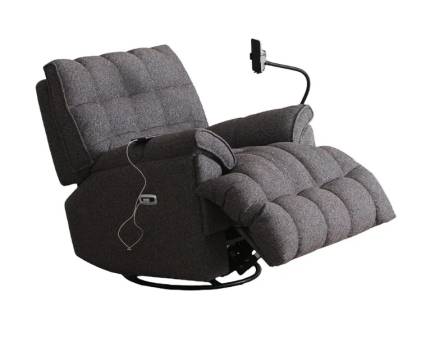 Fotoliu rotativ cu recliner electric RUBY TV cu functie de balansare, suport pentru telefon, adaptor USB 100x80cm 