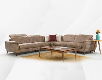 Coltar fix ARMANI L cu tetiere reglabile, personalizabil 335x300cm 